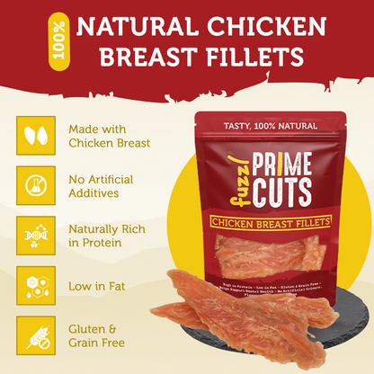 Fuzzl Prime Cuts Chicken Breast Dog Treats | 5x200g Value Pack - Fuzzl Pet