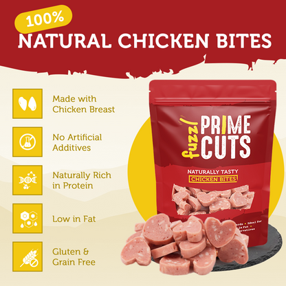 Fuzzl Prime Cuts Chicken Bites | Natural Dog Treats 8x70g Pack - Fuzzl Pet
