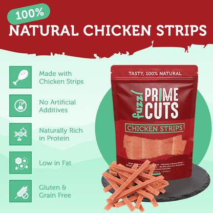 Fuzzl Prime Cuts Natural Chicken Strip Dog Treats | 5x200g Pack - Fuzzl Pet