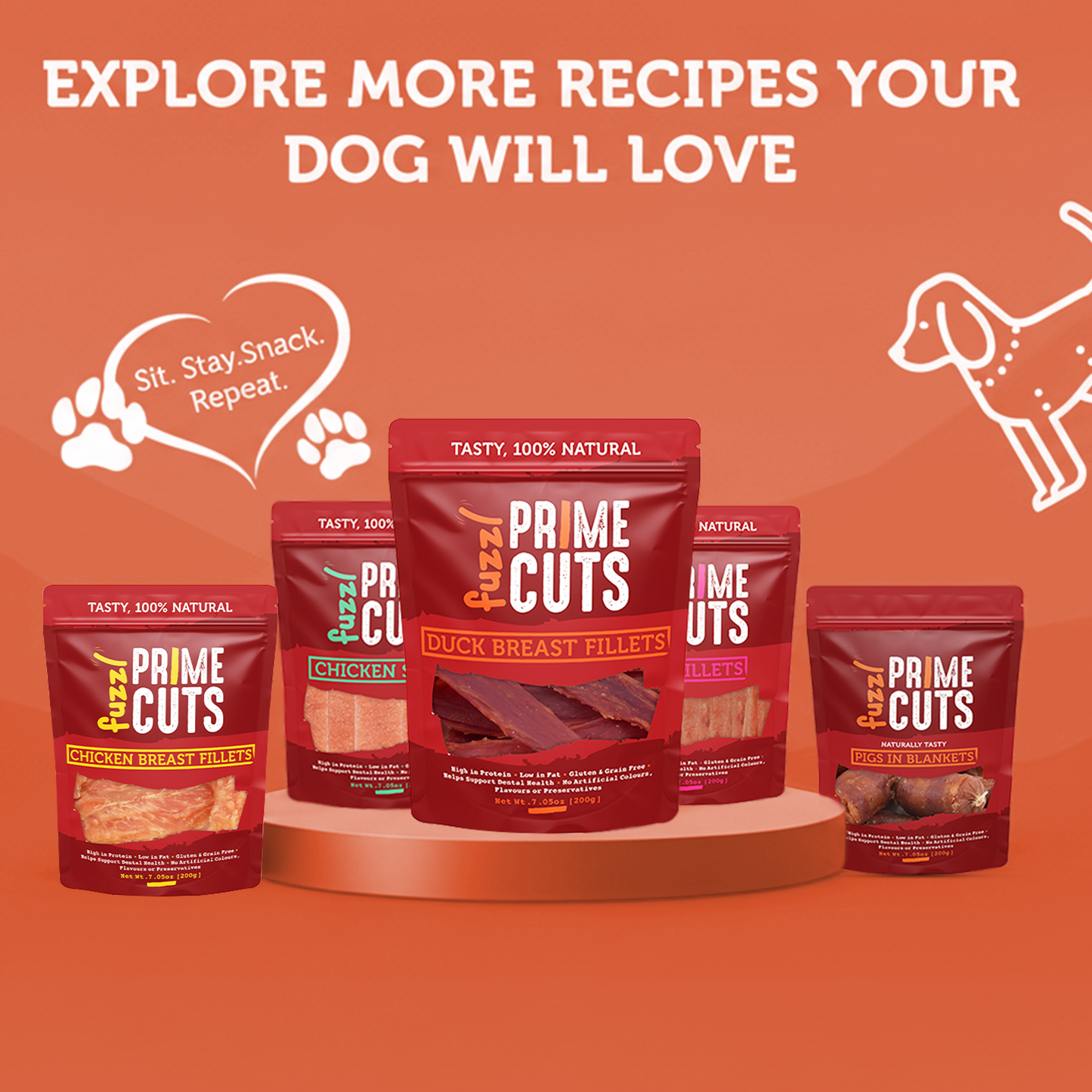 Fuzzl Prime Cuts Natural Duck Breast Dog Treats | 5x200g Pack - Fuzzl Pet