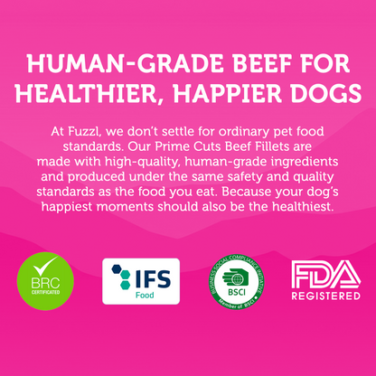 Fuzzl Prime Cuts Natural Beef Fillet Dog Treats | 5x200g Pack - Fuzzl Pet