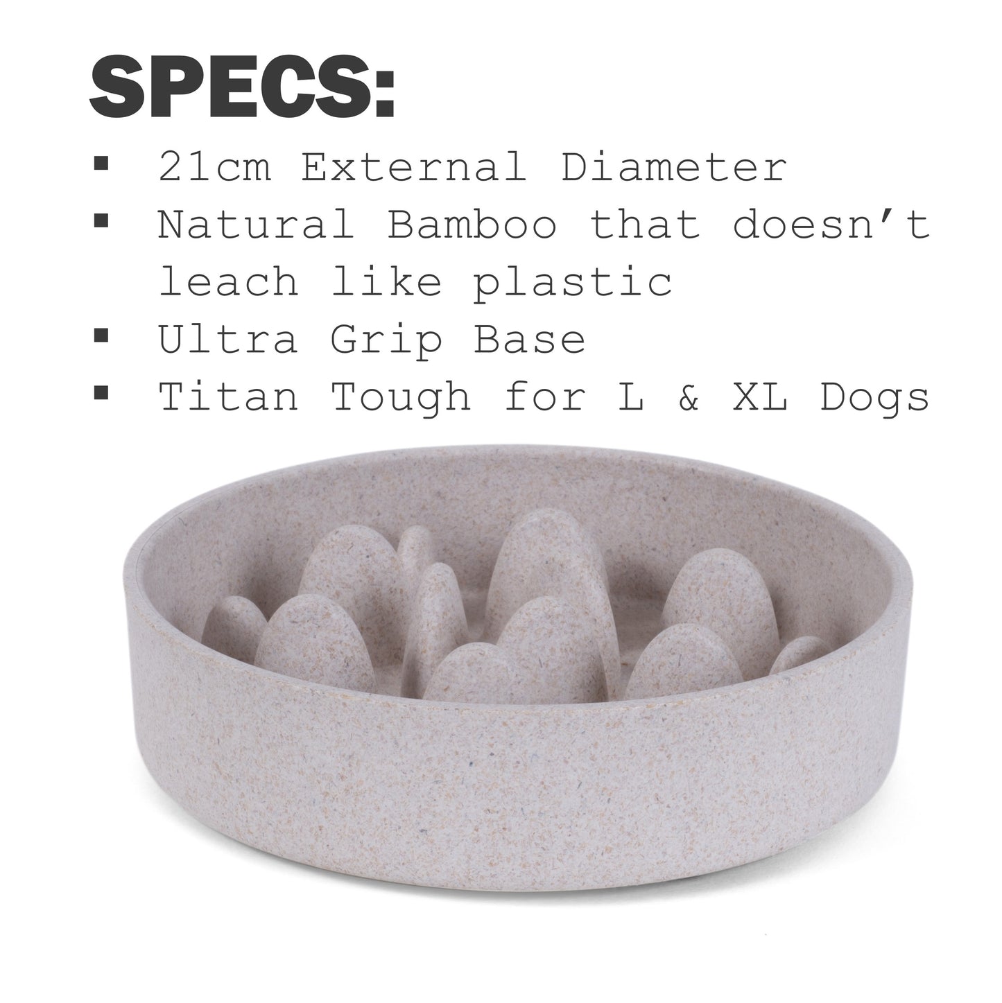 Fuzzl Bamboo Slow Feeder Bowl - Stone 21cm – Pet Accessory