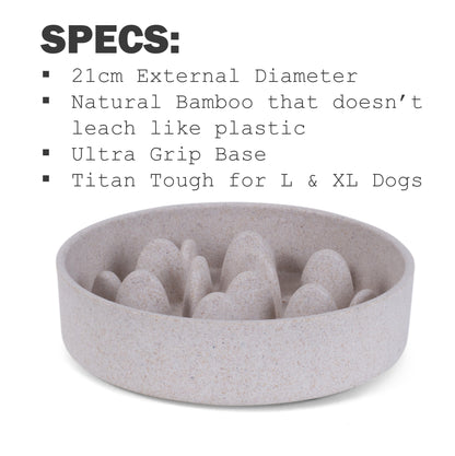 Fuzzl Bamboo Slow Feeder Bowl - Stone 21cm – Pet Accessory