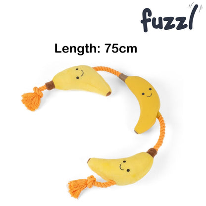 Fuzzl Tugga Bananas Dog Toy - Rope Latex and Plush Dog and Puppy