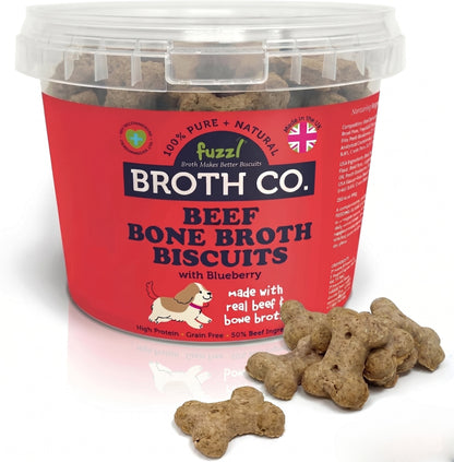Fuzzl Broth Co. | Beef Bone Broth & Blueberry Dog Treats (1kg Bulk Tub)