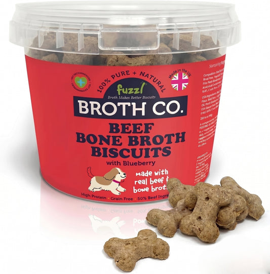 Fuzzl Broth Co. | Beef Bone Broth & Blueberry Dog Treats (1kg Bulk Tub)