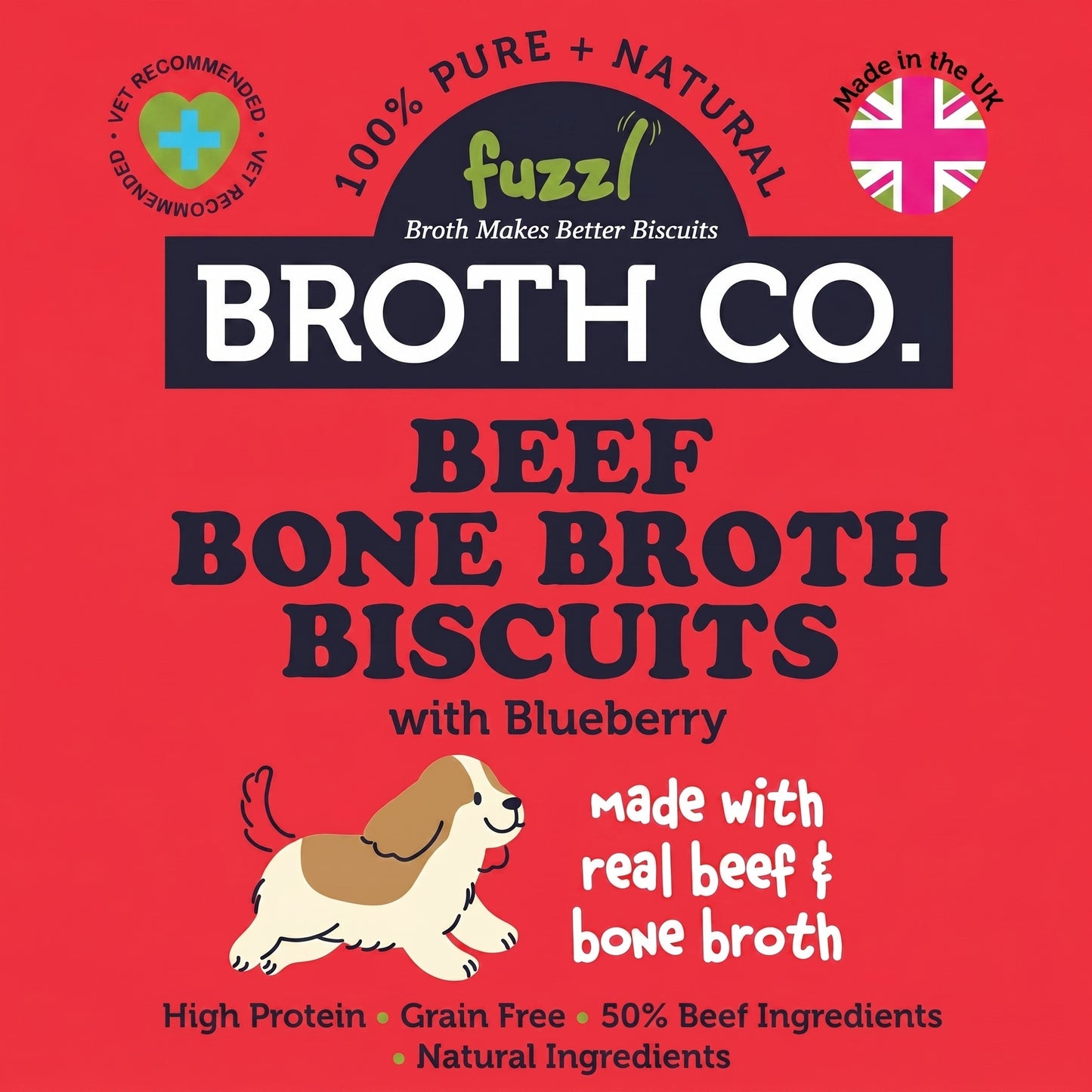 Fuzzl Broth Co. | Beef Bone Broth & Blueberry Dog Treats (1kg Bulk Tub)