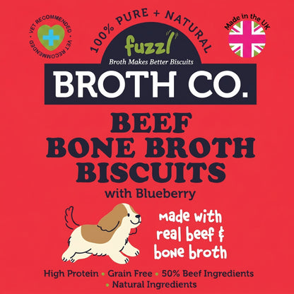 Fuzzl Broth Co. | Beef Bone Broth & Blueberry Dog Treats (1kg Bulk Tub)