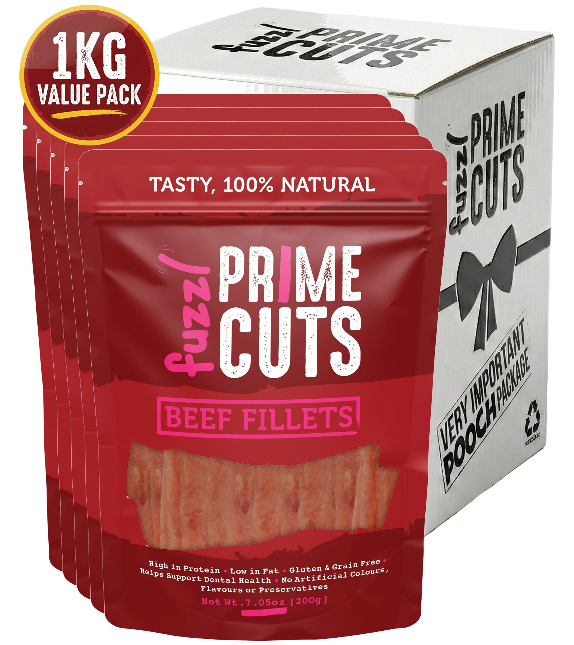 Fuzzl Prime Cuts Natural Beef Fillet Dog Treats | 5x200g Pack - Fuzzl Pet