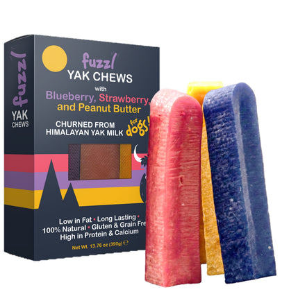 Fuzzl Yak Chews Large 3-Pack | Strawberry, Blueberry, Peanut Butter