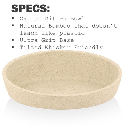 Fuzzl Bamboo Whisker Friendly Cat Bowl with Ultra Grip Base - Stone