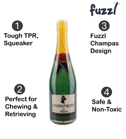 Fuzzl TPR Champagne Bottle Rubber Dog Toy – Durable Chew & Tug Toy - Fuzzl Pet