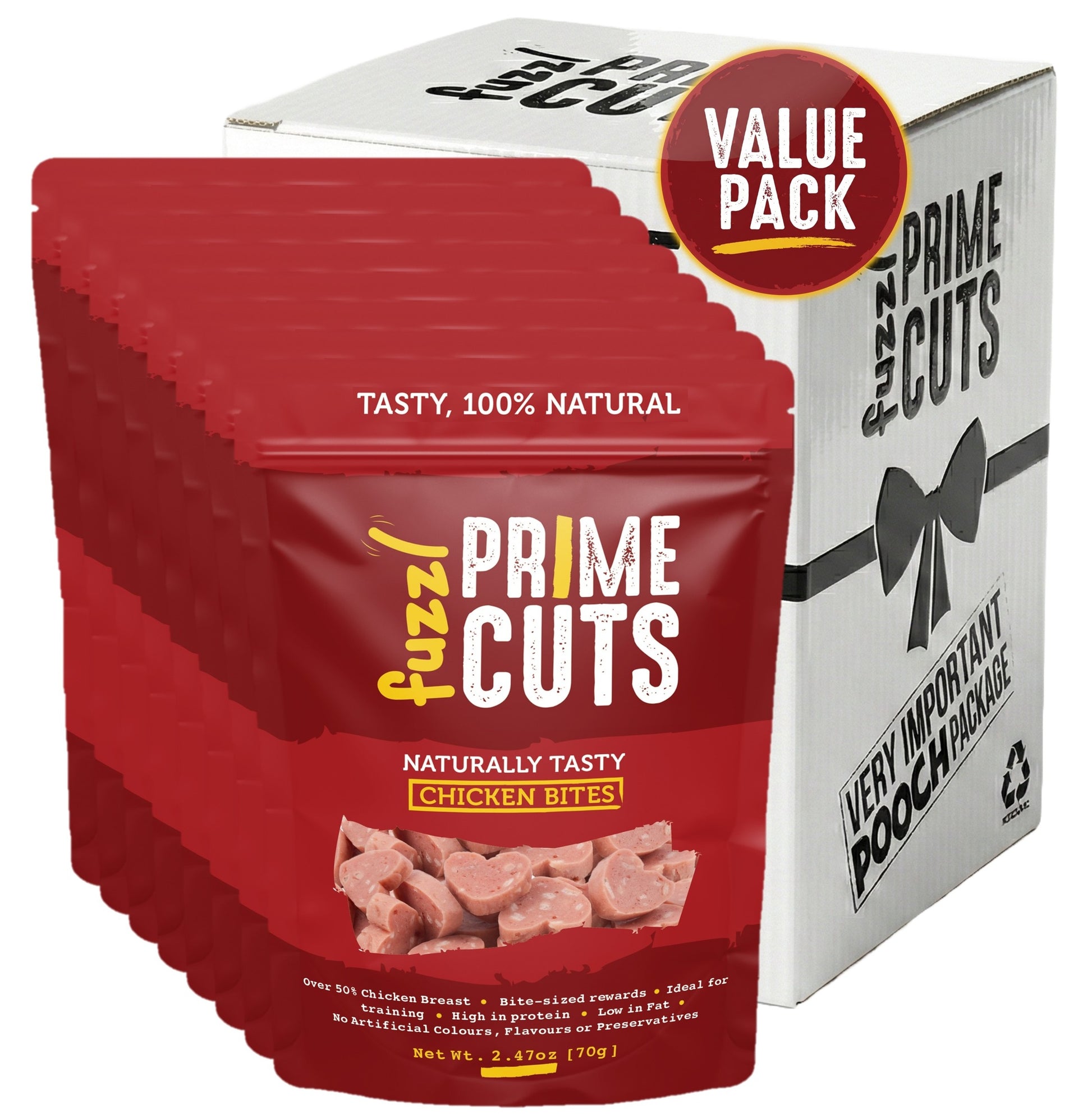 Fuzzl Prime Cuts Chicken Bites | Natural Dog Treats 8x70g Pack - Fuzzl Pet
