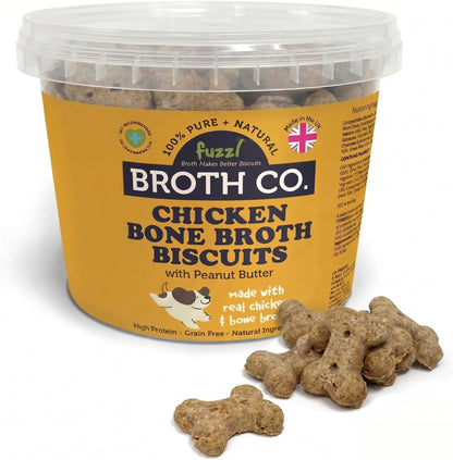Fuzzl Broth Co. | Chicken Bone Broth & Peanut Butter Dog Treats (1kg, 2.5l Tub)