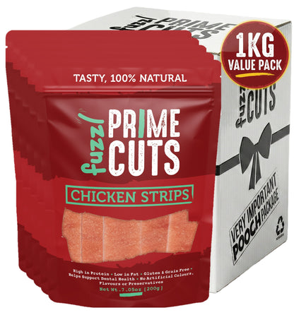 Fuzzl Prime Cuts Natural Chicken Strip Dog Treats | 5x200g Pack - Fuzzl Pet