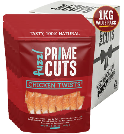 Fuzzl Prime Cuts Chicken Twists Dog Treats | 5x200g Value Pack - Fuzzl Pet