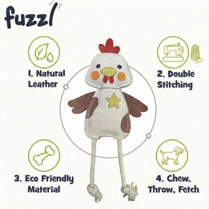 Fuzzl Eco Leather Chicken | Natural Tough Chew Dog Toy