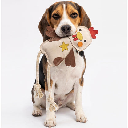 Fuzzl Eco Leather Chicken | Natural Tough Chew Dog Toy