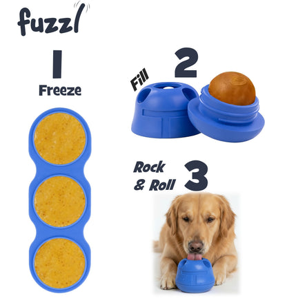 Fuzzl Rock & Roll Chilla Treat Toy Large | Rubber Blue Dog Toy