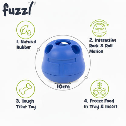 Fuzzl Rock & Roll Chilla Treat Toy Large | Rubber Blue Dog Toy