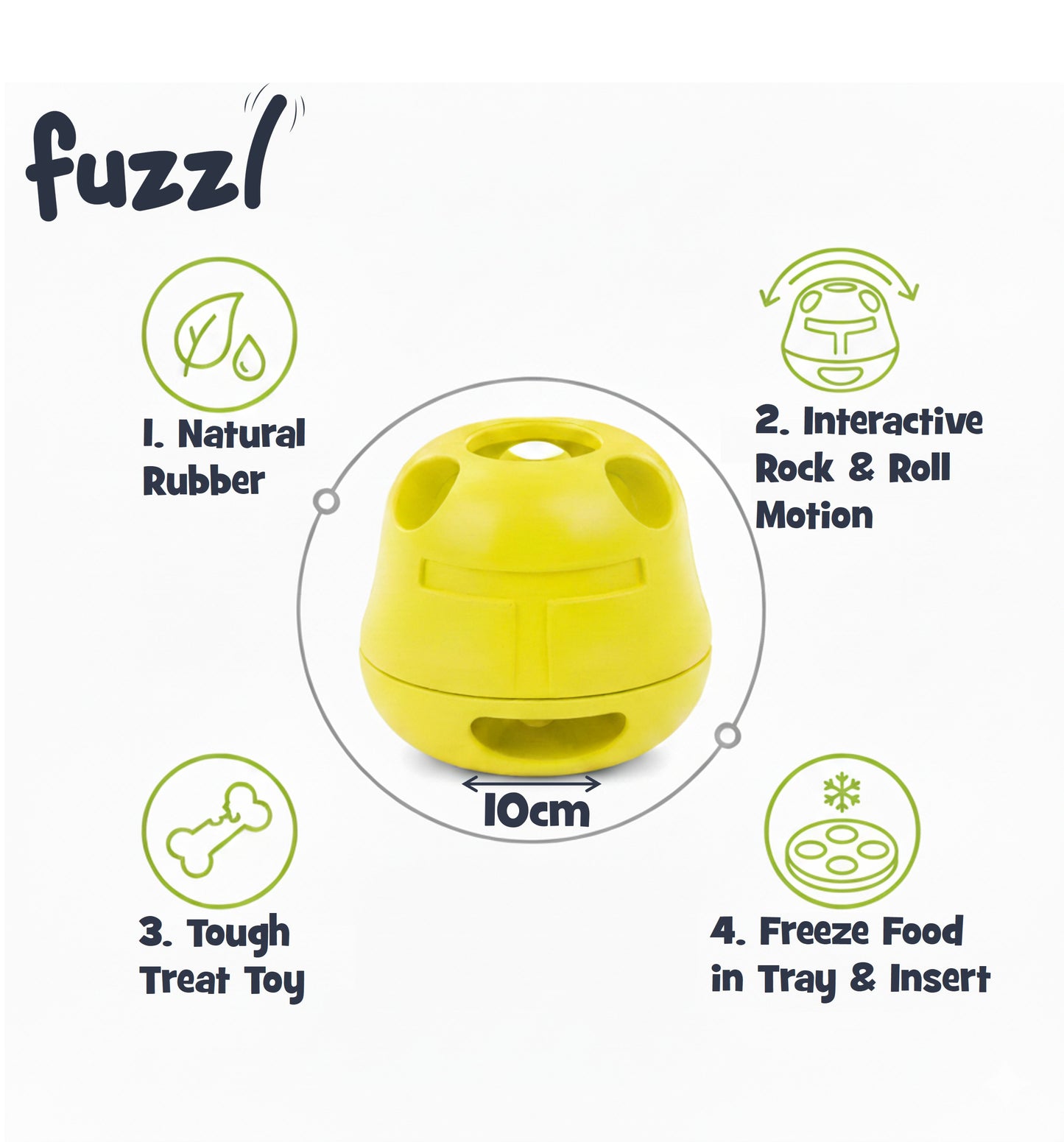 Fuzzl Rock & Roll Chilla Treat Toy Large | Rubber Yellow