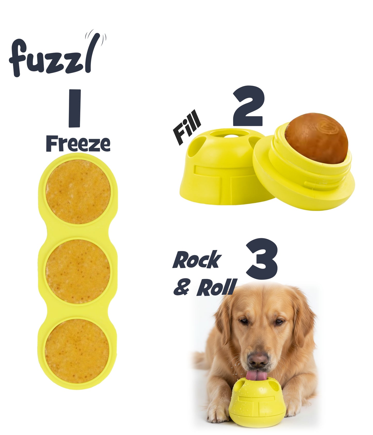 Fuzzl Rock & Roll Chilla Treat Toy Large | Rubber Yellow