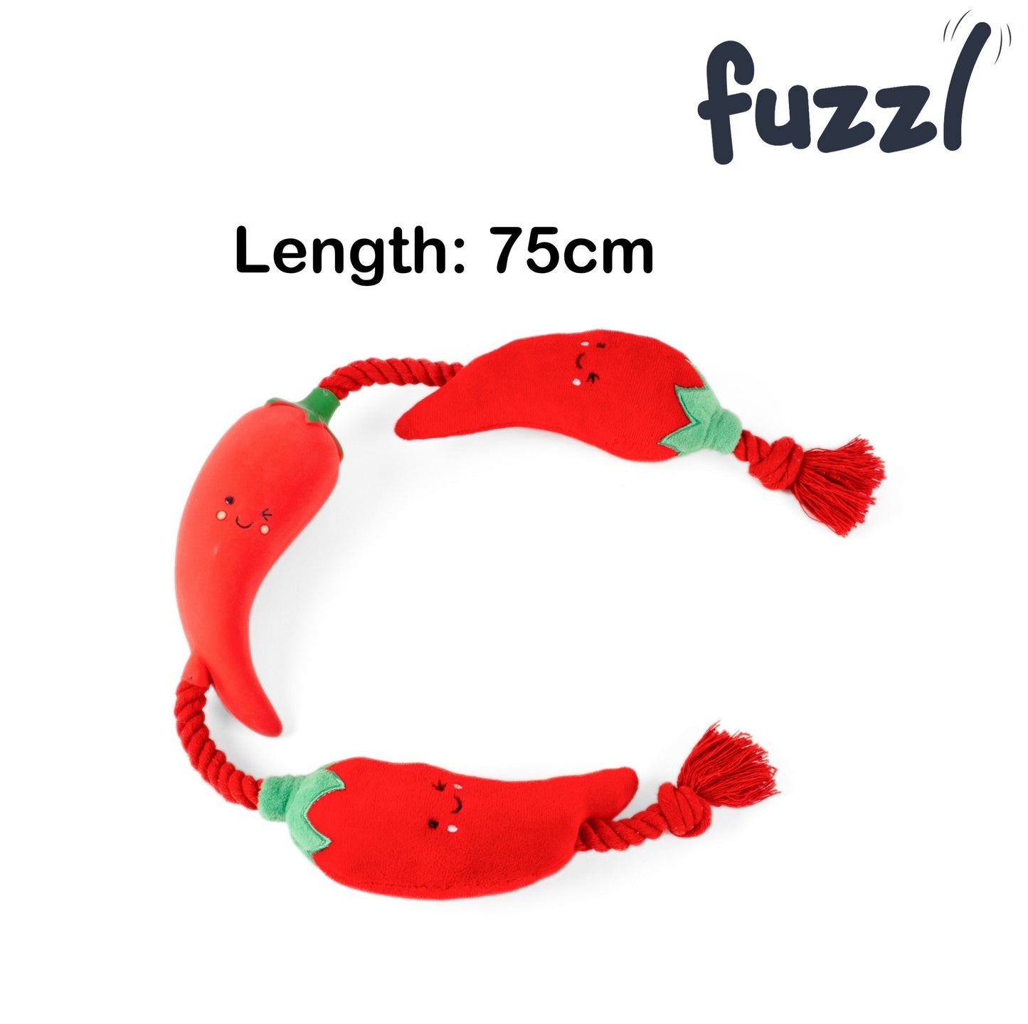 Fuzzl Tugga Chilis Dog Toy - Rope Latex and Plush Dog and Puppy
