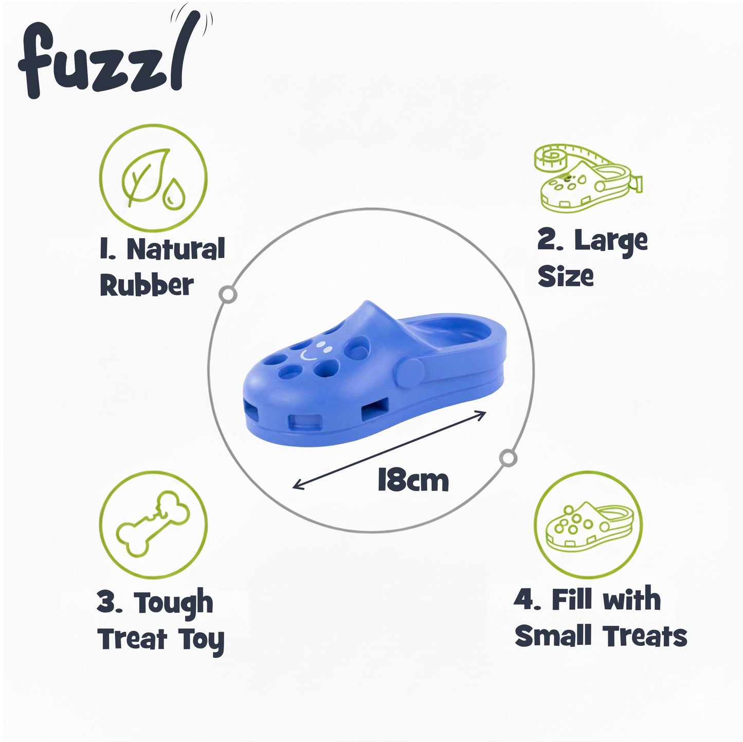 Fuzzl Clog Treat Toy | Rubber Blue – Durable Dog Toy