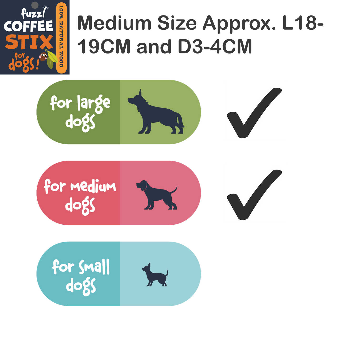 Fuzzl Coffee Stix Medium 2-Pack | Chew Toy for Small Dogs
