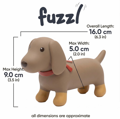 Sizzles Latex Dachshund Dog Toy Small | Gold Boots Squeaky Toy