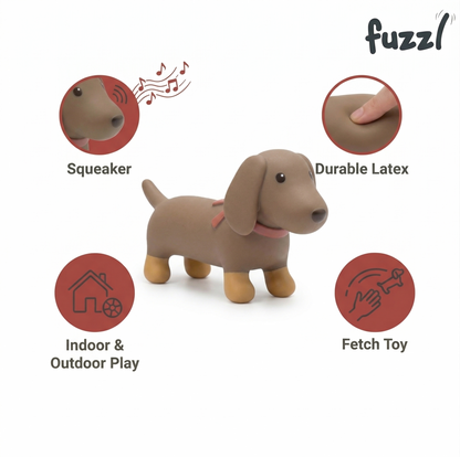 Sizzles Latex Dachshund Dog Toy Small | Gold Boots Squeaky Toy