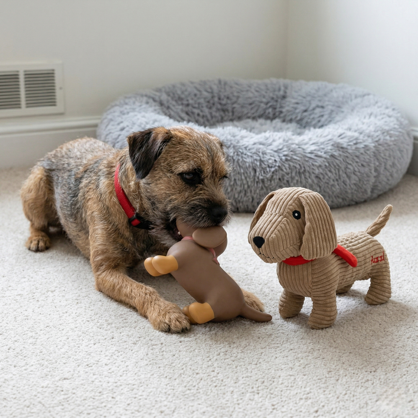 Sizzles Dachshund Puppy Pack | Plush Cord & Latex Dog Toys 2-Pack