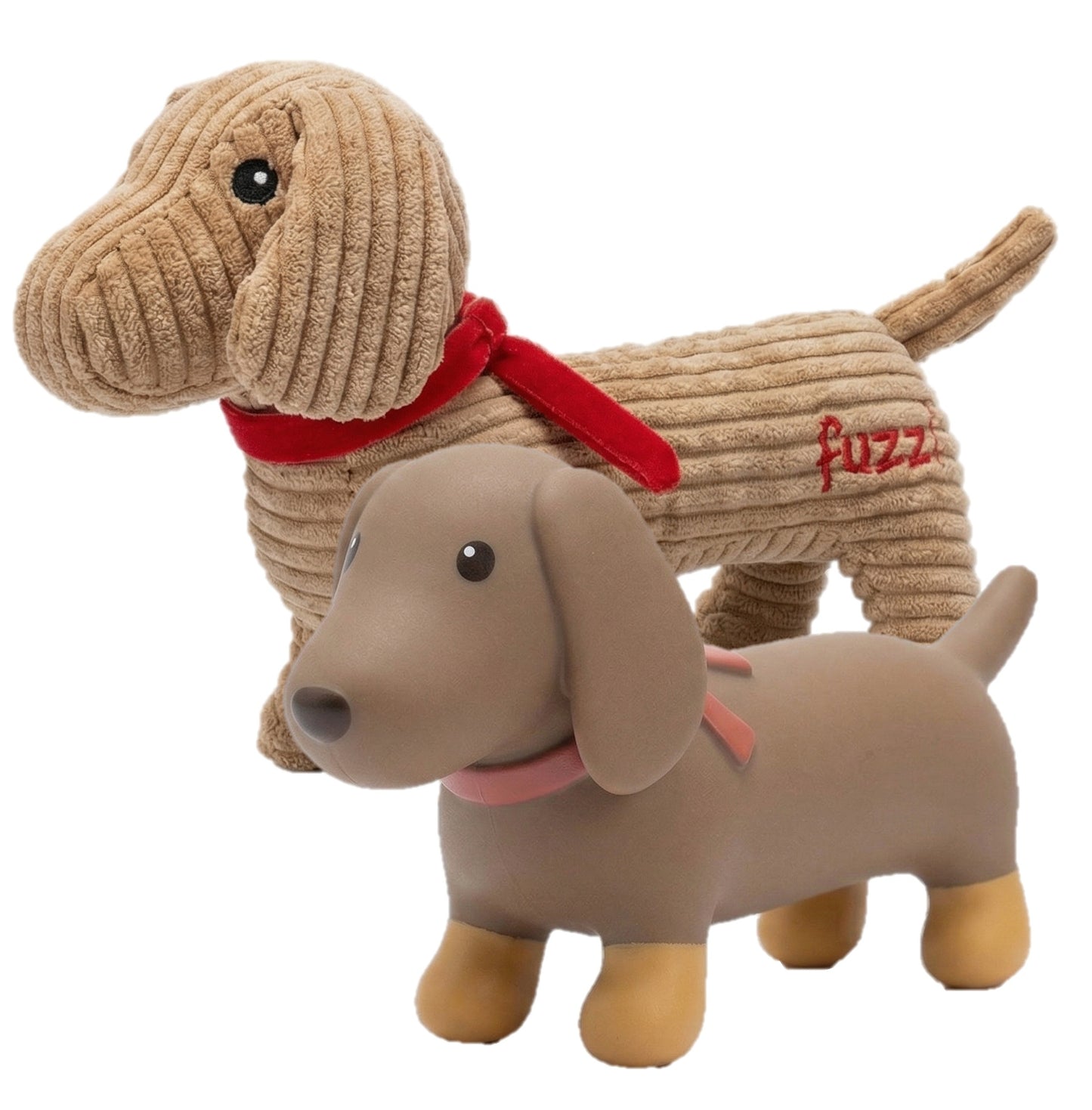 Sizzles Dachshund Puppy Pack | Plush Cord & Latex Dog Toys 2-Pack