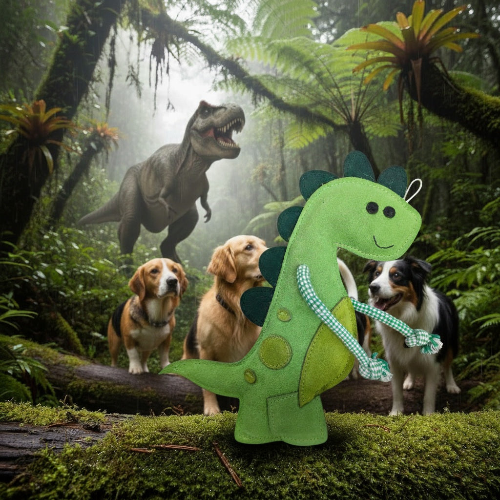 Fuzzl Eco Leather Digby Dino – Durable Dog Toy