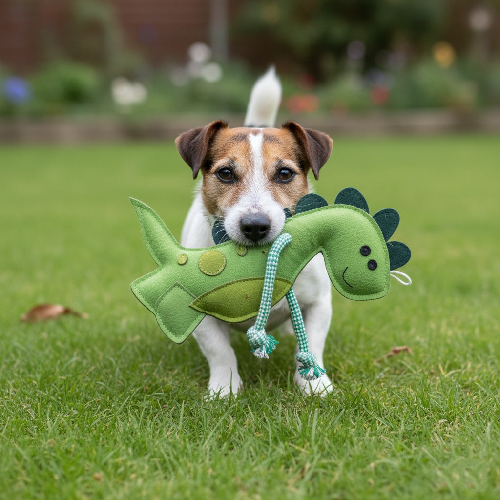 Fuzzl Eco Leather Digby Dino – Durable Dog Toy