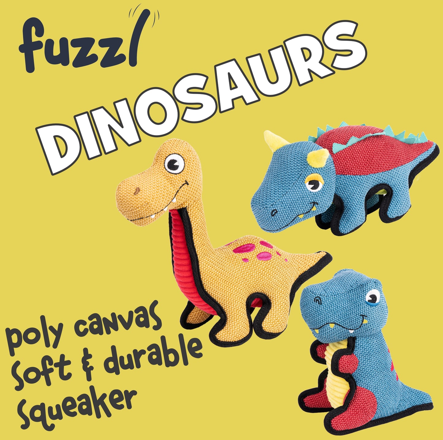 Fuzzl Spike the Dino Tough Soft Dog Toy