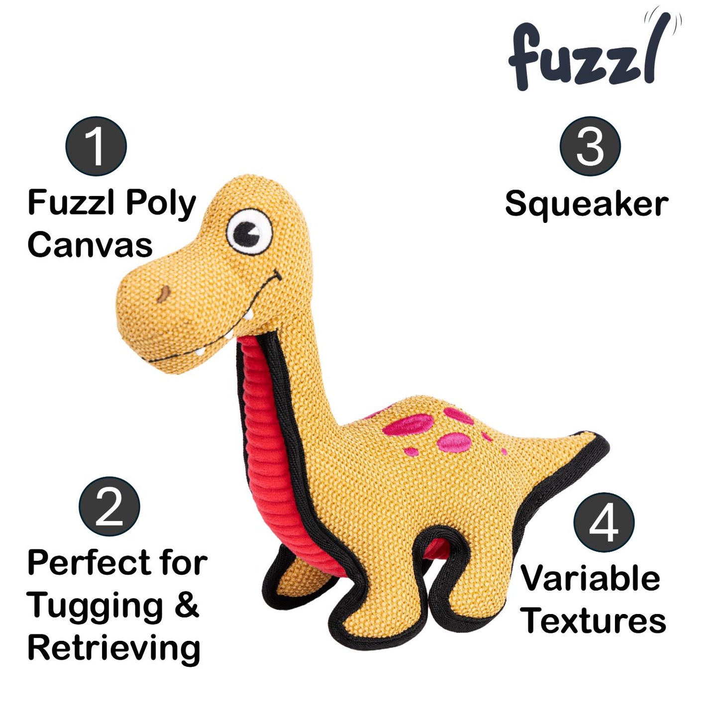 Fuzzl Dippy the Dino Tough Soft Dog Toy