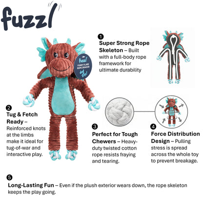 Fuzzl Funky Flare Rope Exoskeleton Dragon Dog Toy – Durable Knotted Rope - Fuzzl Pet