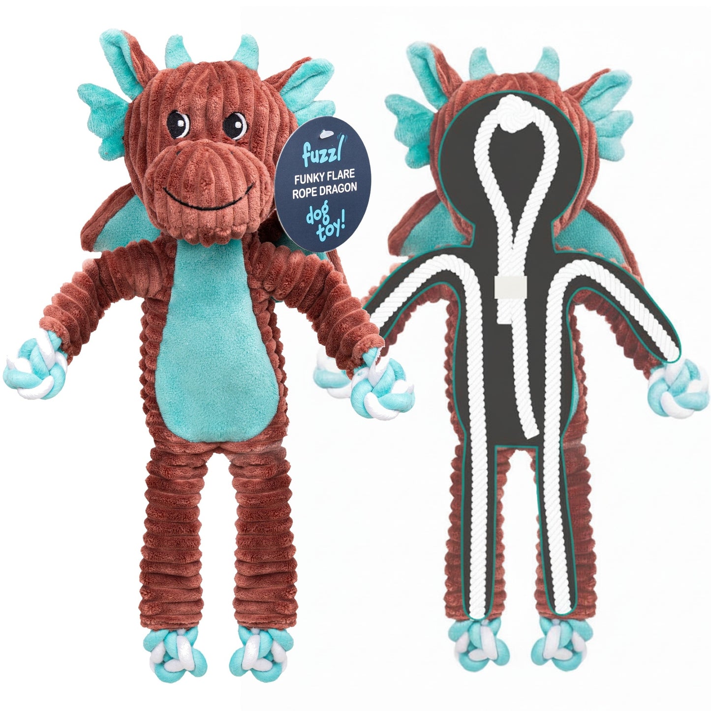 Fuzzl Funky Flare Rope Exoskeleton Dragon Dog Toy – Durable Knotted Rope - Fuzzl Pet