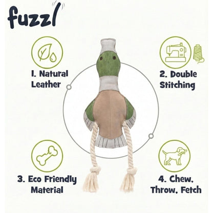 Fuzzl Eco Leather Dudley Duck | Natural Tough Long-Lasting Toy