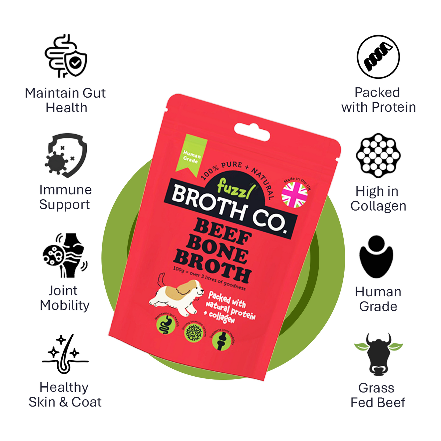 Fuzzl Broth Co. Beef Bone Broth for Dogs 250g