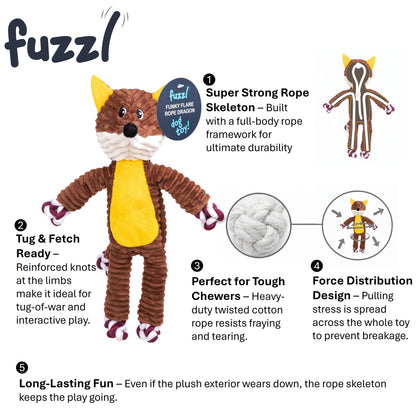 Fuzzl Fred Rope Exoskeleton Fox Dog Toy – Durable Knotted Rope with Squeaker - Fuzzl Pet