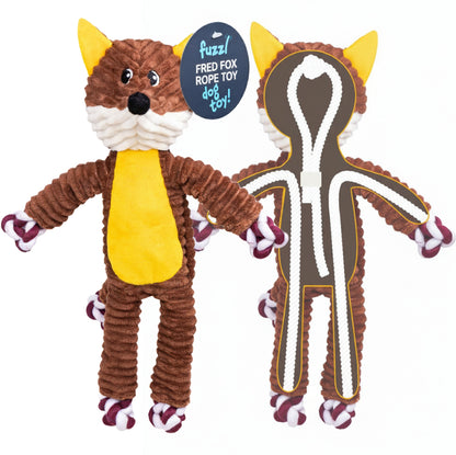 Fuzzl Fred Rope Exoskeleton Fox Dog Toy – Durable Knotted Rope with Squeaker - Fuzzl Pet
