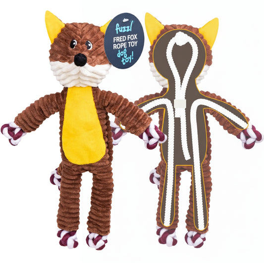 Fuzzl Fred Rope Exoskeleton Fox Dog Toy – Durable Knotted Rope with Squeaker - Fuzzl Pet
