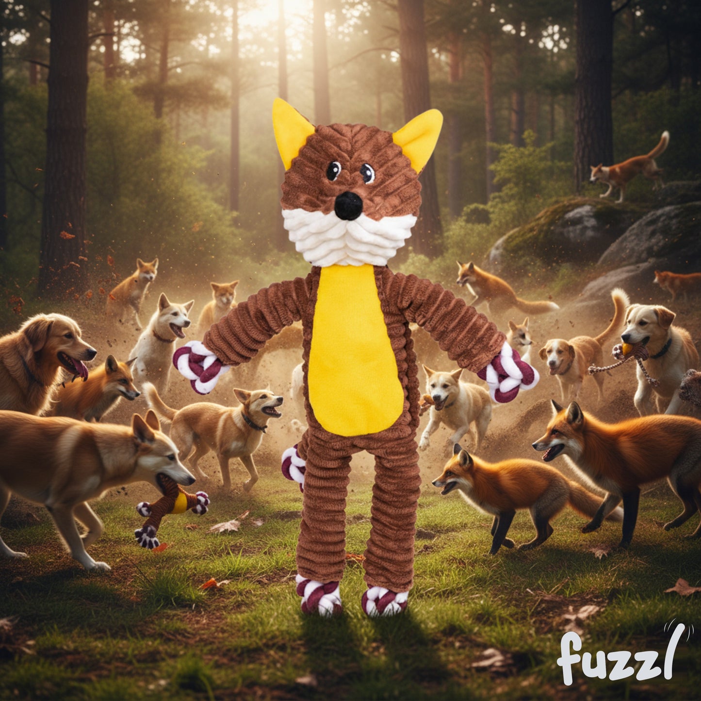 Fuzzl Fred Rope Exoskeleton Fox Dog Toy – Durable Knotted Rope with Squeaker - Fuzzl Pet