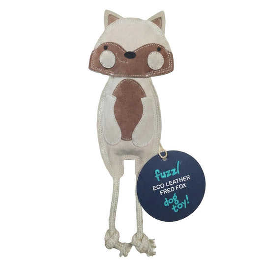 Fuzzl Eco Leather Fox | Natural Tough Jute-Filled Dog Toy