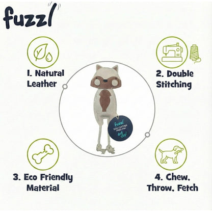 Fuzzl Eco Leather Fox | Natural Tough Jute-Filled Dog Toy