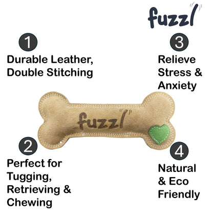 Fuzzl Eco Leather Bone - Large – Durable Dog Toy
