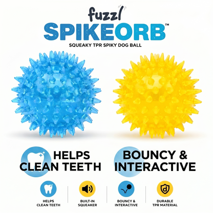 Fuzzl SpikeOrb Jumbo Squeaky Ball | 4 Pack 12cm – Dog Toy