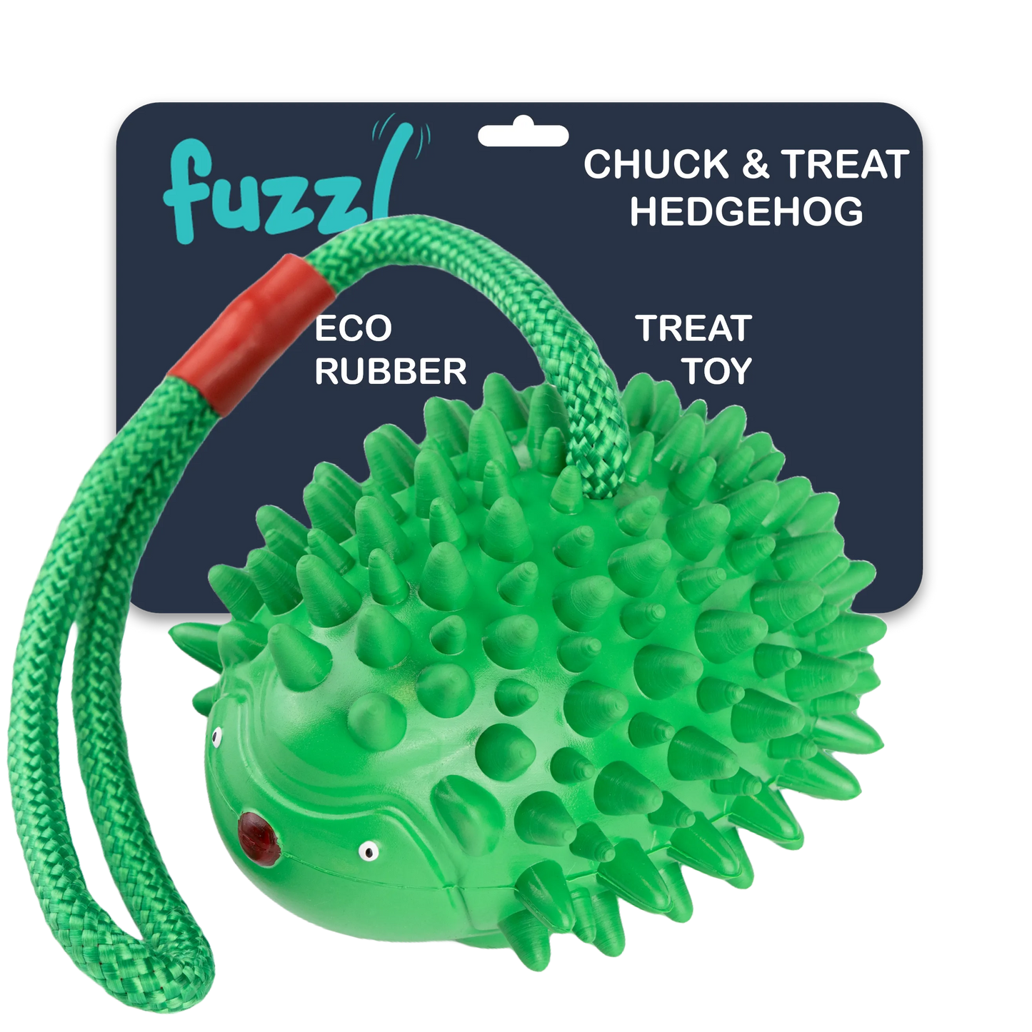 Fuzzl Eco Rubber Chuck & Treat Hedgehog - Green Dog Toy – Durable - Fuzzl Pet